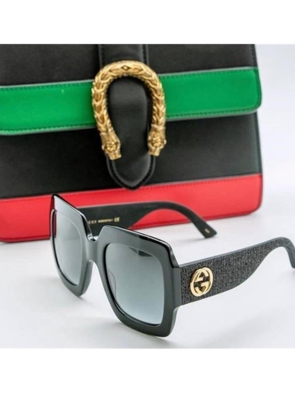New - Gucci Grey Gradient Square Ladies Sunglasses GG0102S 001 54 - Picture 5 of 12
